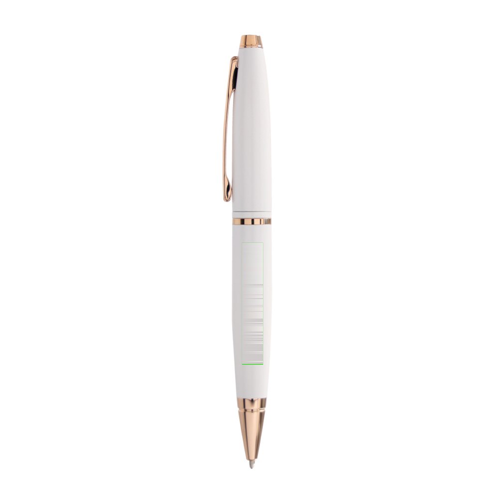 Pen Calais White — drukvlak onderkant naast de clip