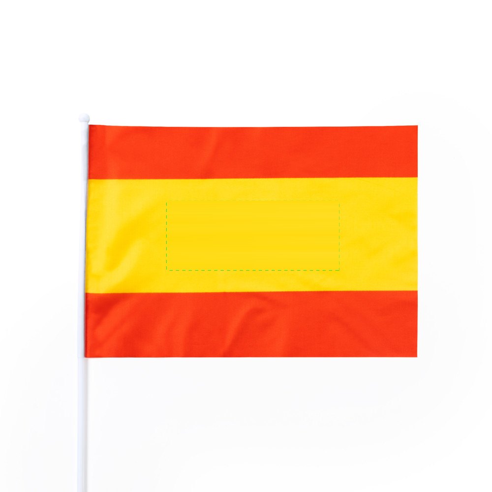 Vlag op Stok Saraik — drukvlak gecentreerd in het gele vlak op de borst