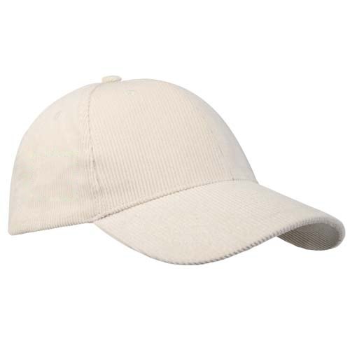 Hutton 280 g/m² 6 panel cap van gerecycled corduroy — drukvlak rechterzijde