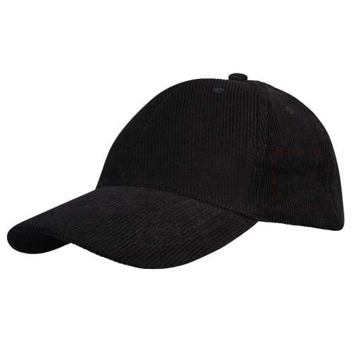 Hutton 280 g/m² 6 panel cap van gerecycled corduroy — drukvlak linkerzijde