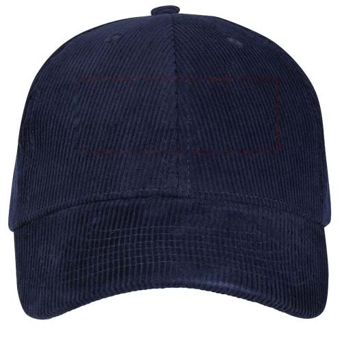 Hutton 280 g/m² 6 panel cap van gerecycled corduroy — drukvlak voorzijde