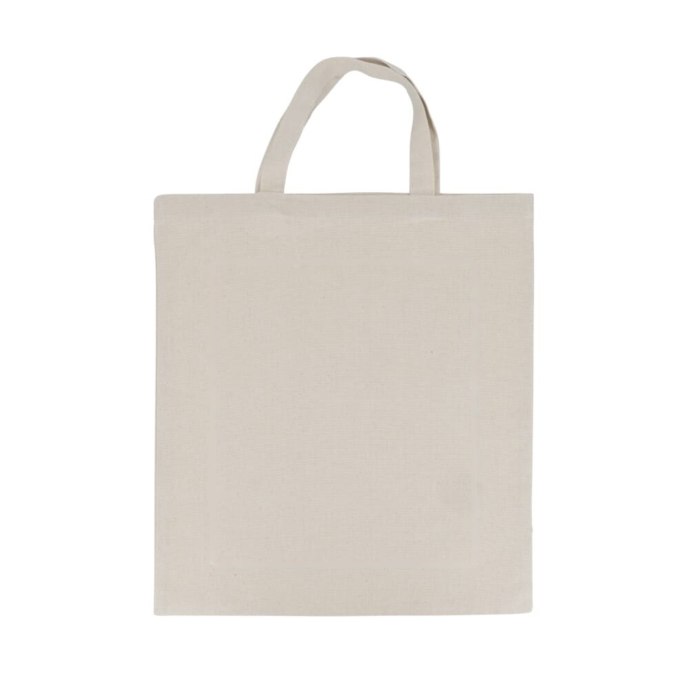 Fairtrade katoenen tas ecru lang 270g/m² 42x12x43 cm — drukvlak midden
