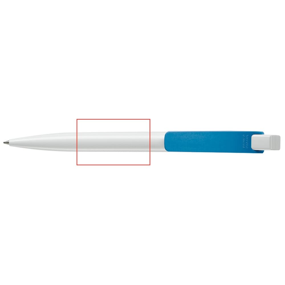 Balpen Cube hardcolour — drukvlak verlengde van de clip