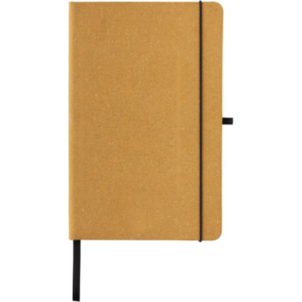 GRS Gerecycled lederen hardcover notitieboek A5 — drukvlak artikel voorzijde midden