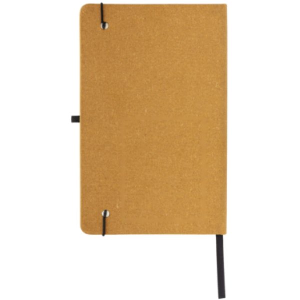 GRS Gerecycled lederen hardcover notitieboek A5 — drukvlak artikel achterzijde beneden