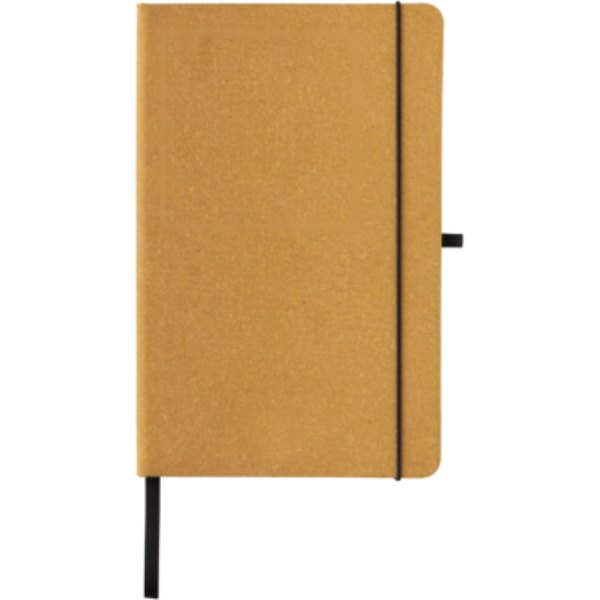 GRS Gerecycled lederen hardcover notitieboek A5 — drukvlak artikel voorzijde boven