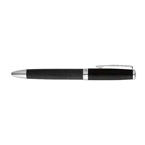 Koolstofvezel cadeauset met twee pennen en etui (zwarte inkt) — drukvlak balpen