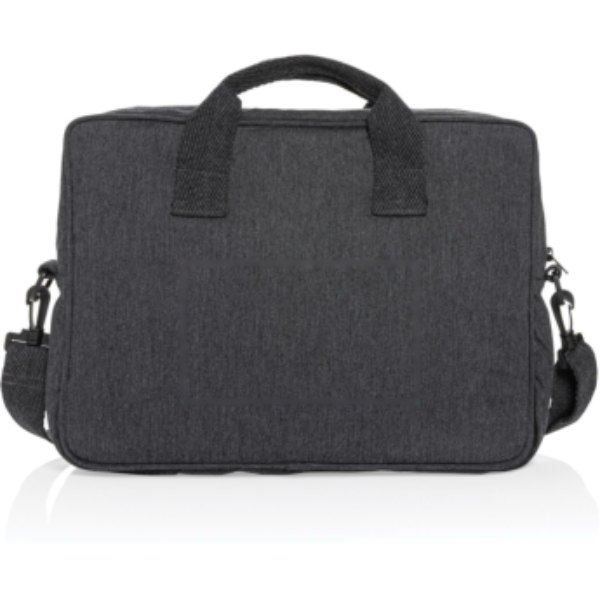 Laluka AWARE™ gerecyclede katoenen 15,4 inch laptoptas — drukvlak artikel achterzijde