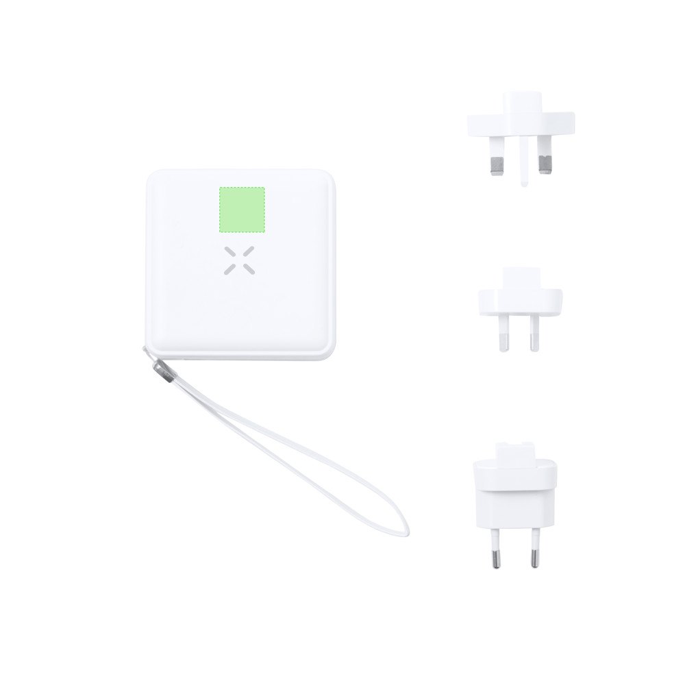 Multifunctioneel Reis Adapter Joks — drukvlak bovenaan de voorzijde