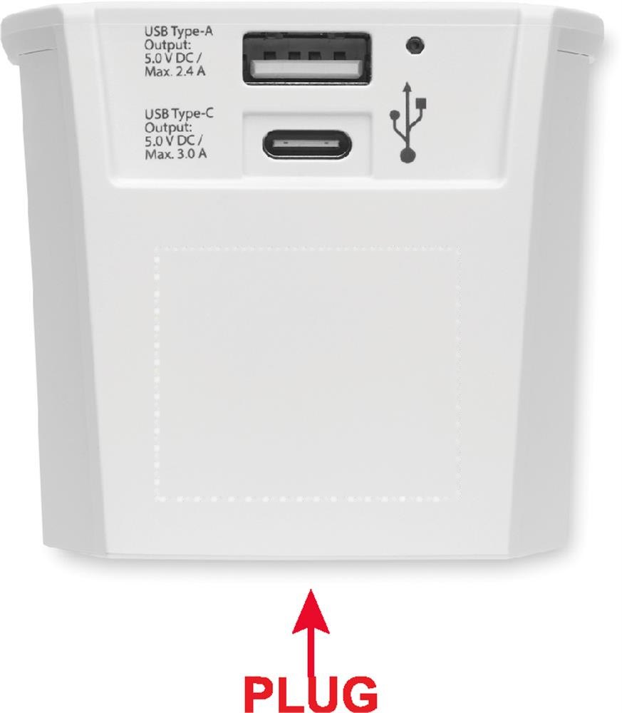 MUV USB A/C — drukvlak achterzijde