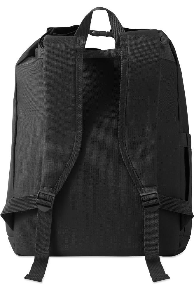 UNITON - 15" rolltop laptop rugzak — drukvlak schouder band links
