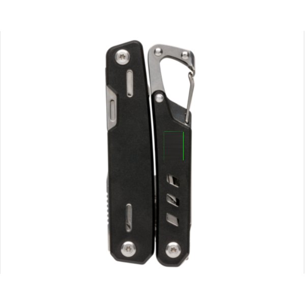Solid multitool met karabijnhaak — drukvlak artikel achterzijde rechts