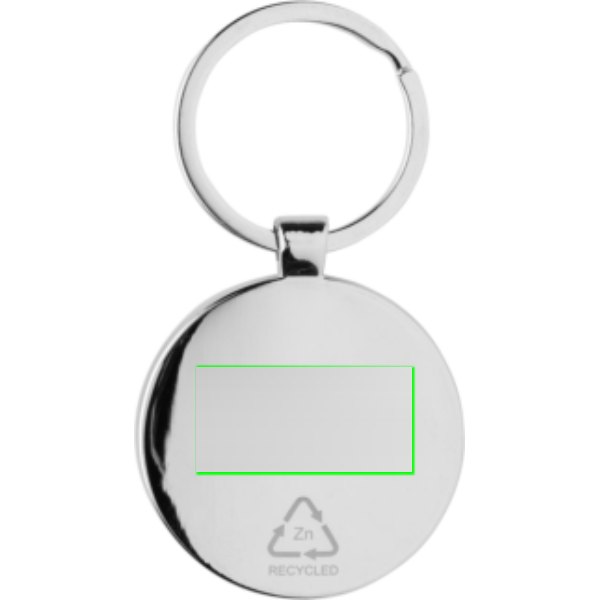 RCS sleutelhanger van gerecyclede zinc alloy met bamboe — drukvlak artikel achterzijde
