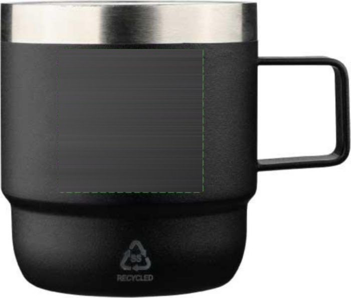 Gerecycled roestvrijstalen dubbelwandige drinkbeker (180 ml) Lilia — drukvlak achterzijde