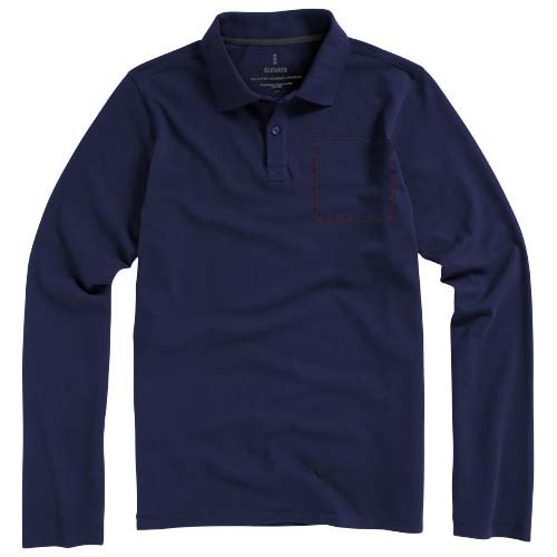Calgary 180 g/m² herenpolo met lange mouwen — drukvlak linker borst