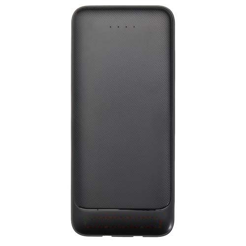 Adhil powerbank van 10.000 mAh 10 W van gerecycled plastic met 2 ingebouwde kabels — drukvlak onderkant