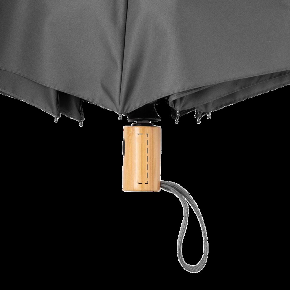 CALYPSO - Stormvaste, automatisch te openen- en sluiten pocketparaplu — drukvlak gecentreerd op de rechts zijde van handvat