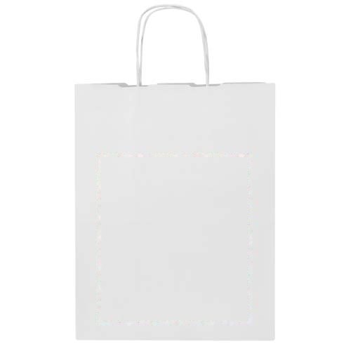 Kraft papieren tas 80–90 g/m² met gedraaide handvatten – 25 x 15 x 32 cm — drukvlak voorzijde