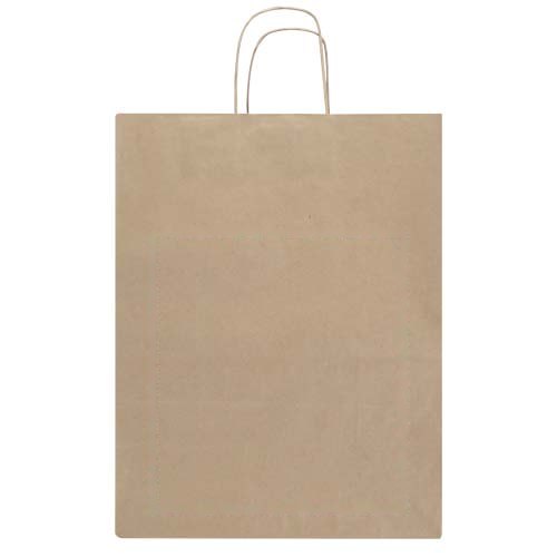 Kraft papieren tas 80–90 g/m² met gedraaide handvatten – 25 x 15 x 32 cm — drukvlak achterzijde