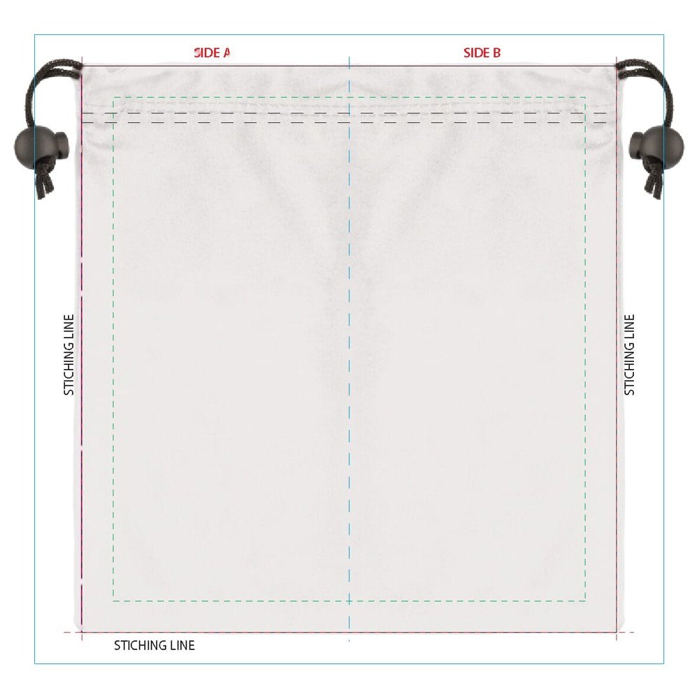 Microvezel opbergpouch antibacterieel 9 x 18 cm — drukvlak op doekje