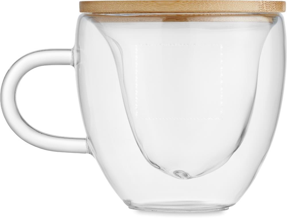 CORAMUG - Dubbelwandige borosilicaat mok — drukvlak linkshandig