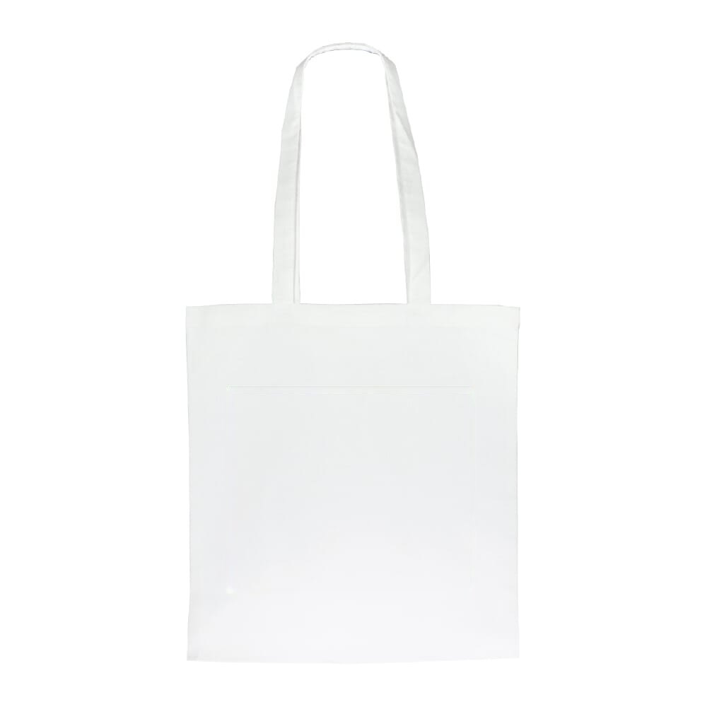 Schoudertas biologisch katoen kleur lang 140g/m² 38x42 cm — drukvlak midden