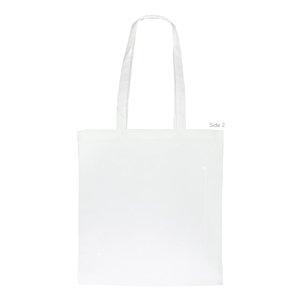 Schoudertas biologisch katoen kleur lang 140g/m² 38x42 cm — drukvlak achterzijde midden