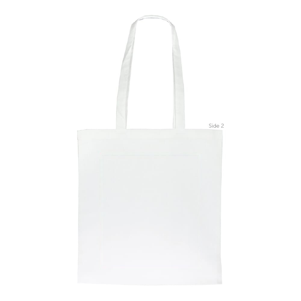 Schoudertas biologisch katoen kleur lang 140g/m² 38x42 cm — drukvlak achterzijde verticaal