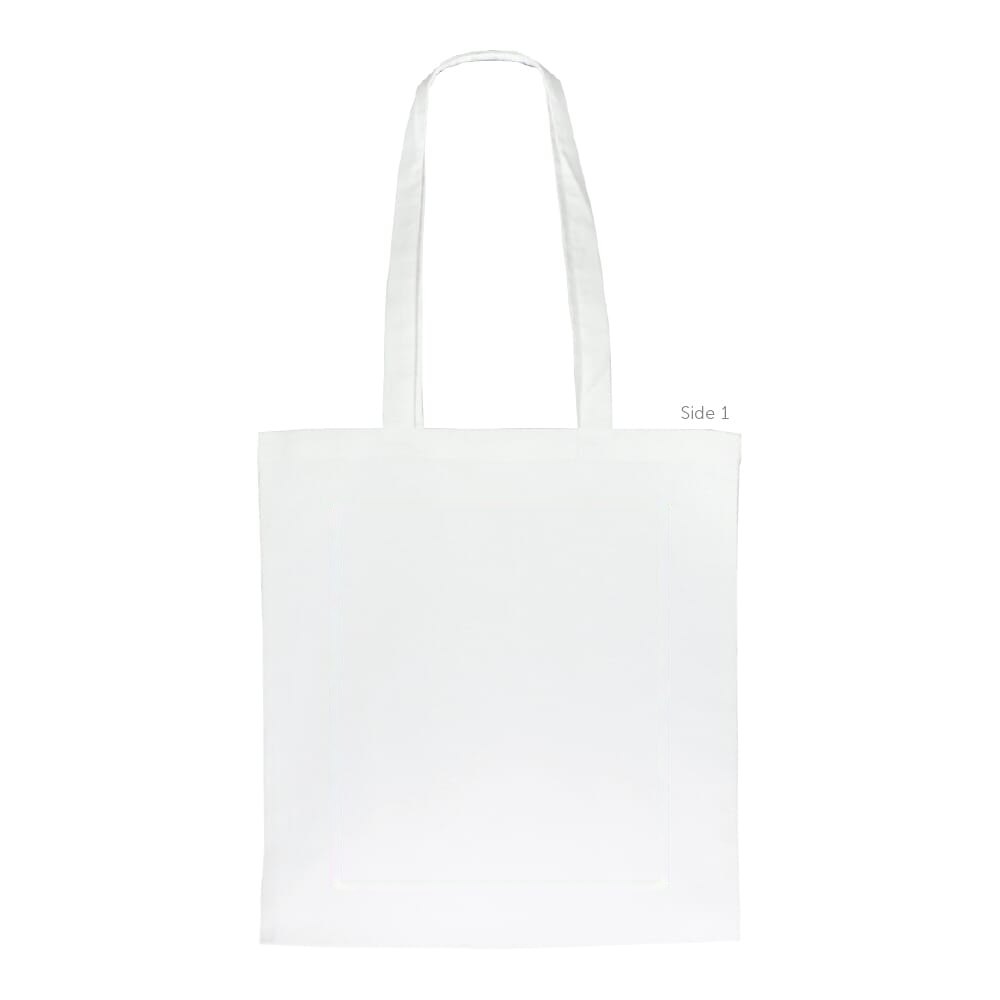 Schoudertas biologisch katoen kleur lang 140g/m² 38x42 cm — drukvlak voorzijde verticaal
