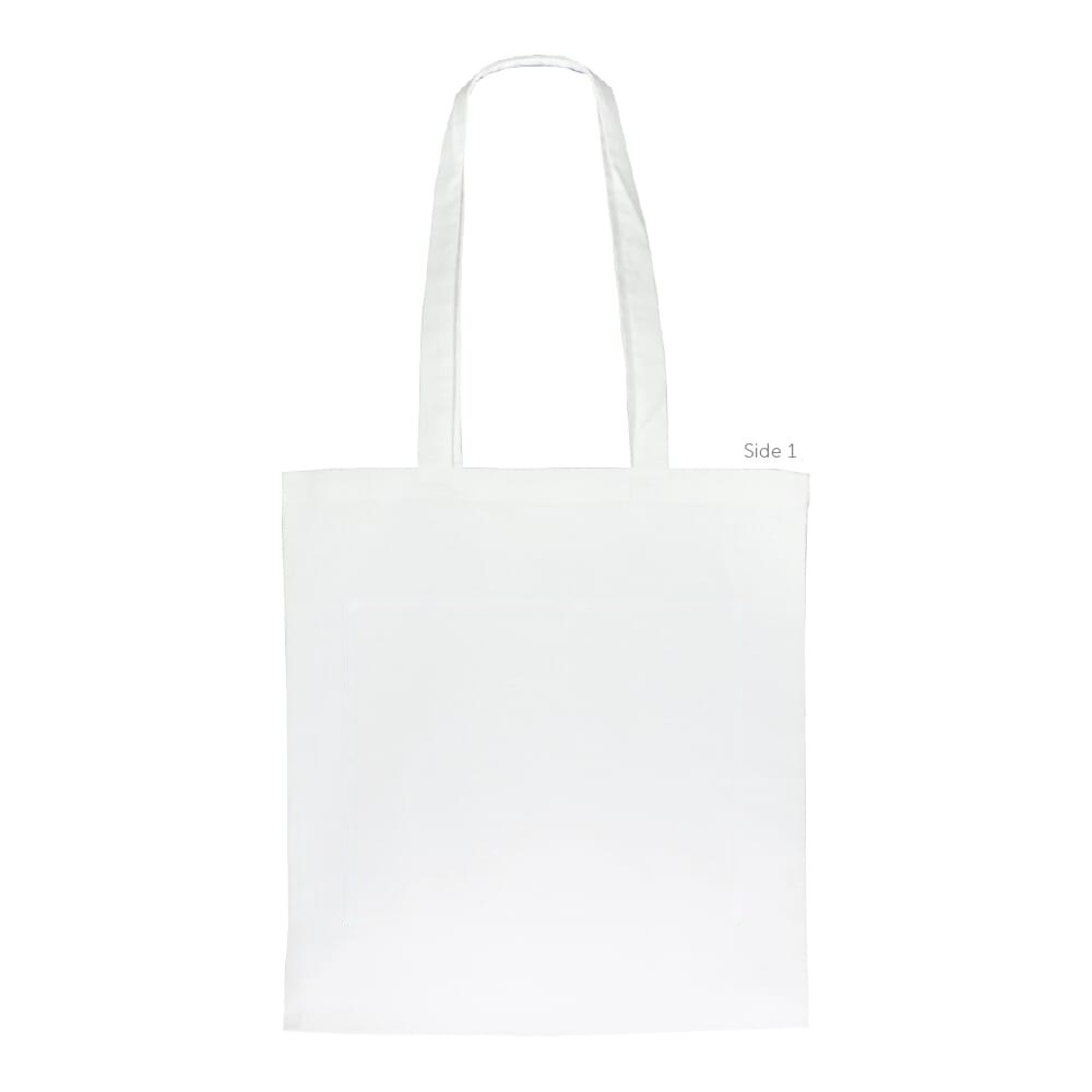 Schoudertas biologisch katoen kleur lang 140g/m² 38x42 cm — drukvlak voorzijde midden