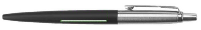 Parker Jotter Core balpen — drukvlak naast de clip rechtshandig
