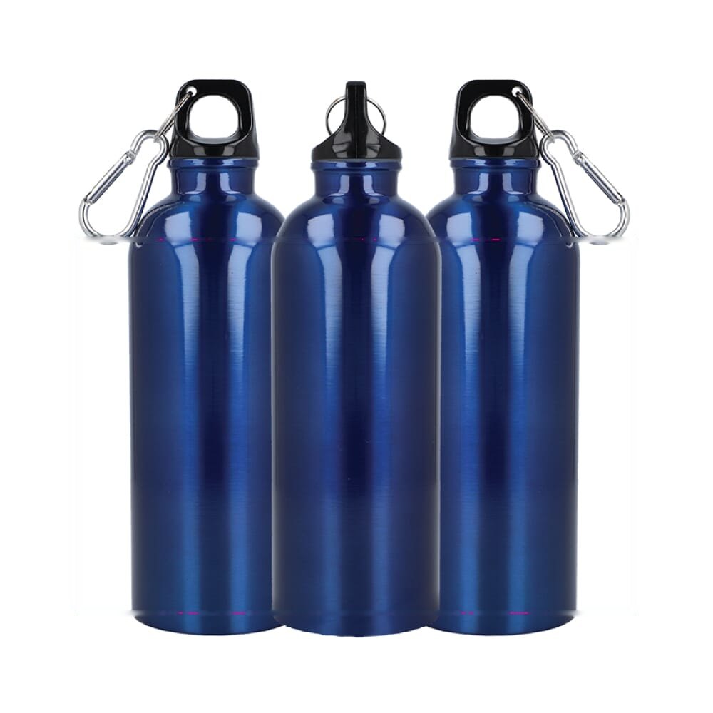 Gerecycled RVS Enkelwandige fles met Karabijnhaak 500ml — drukvlak rondom