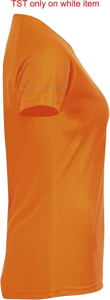 SPORTY WOMEN - SPORTYdames t-shirt 140g — drukvlak rechterarm