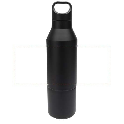 Odessy 600 ml RCS gecertificeerde, geïsoleerde fles van gerecycled roestvrijstaal met 300 ml beker — drukvlak rondom
