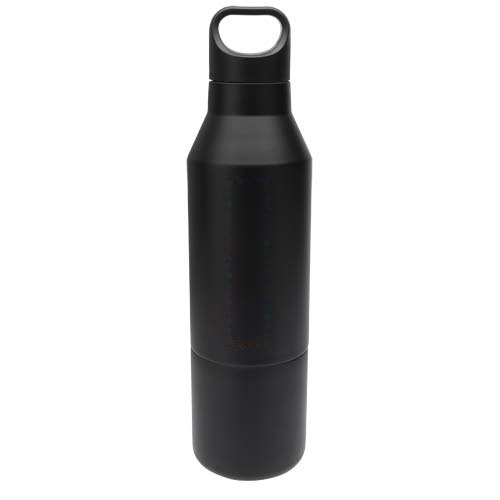 Odessy 600 ml RCS gecertificeerde, geïsoleerde fles van gerecycled roestvrijstaal met 300 ml beker — drukvlak voorzijde