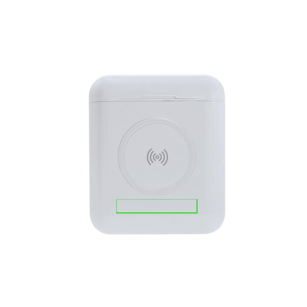Power Bank Oordopjes Molik — drukvlak op de doos onder de cirkel