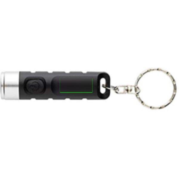 Globix RCS gerecycled plastic USB oplaadbare zaklamp — drukvlak artikel voorzijde