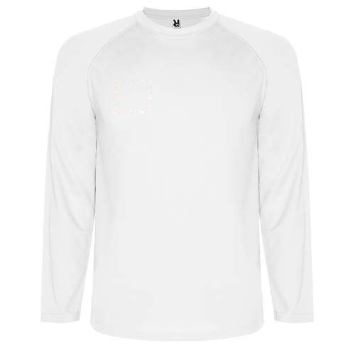 Montecarlo 150 g/m² kinder sport t-shirt lange mouw — drukvlak rechter borst