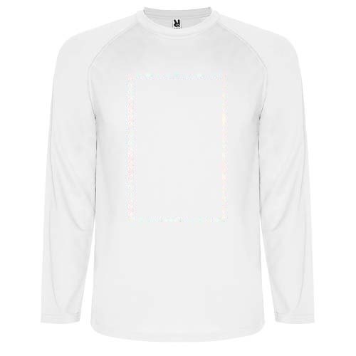 Montecarlo 150 g/m² kinder sport t-shirt lange mouw — drukvlak impact volledige voorzijde
