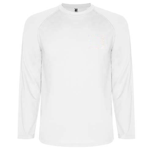 Montecarlo 150 g/m² kinder sport t-shirt lange mouw — drukvlak linker borst