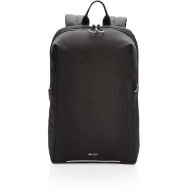 Swiss Peak AWARE™ RFID and USB A laptop rugzak — drukvlak artikel voorzijde midden