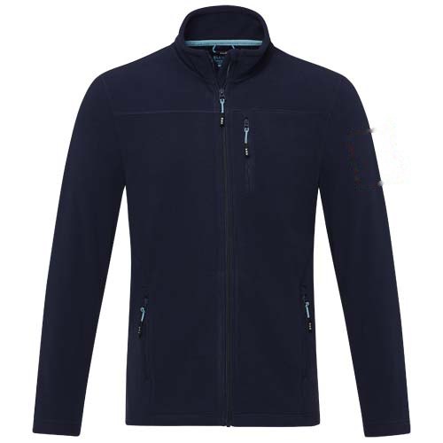 Amber GRS gerecycled heren fleece jas met volledige rits — drukvlak linker bicep