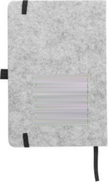 Notitieboek Harper | Gerecycled vilt | A5 | Gelijnd — drukvlak achterzijde