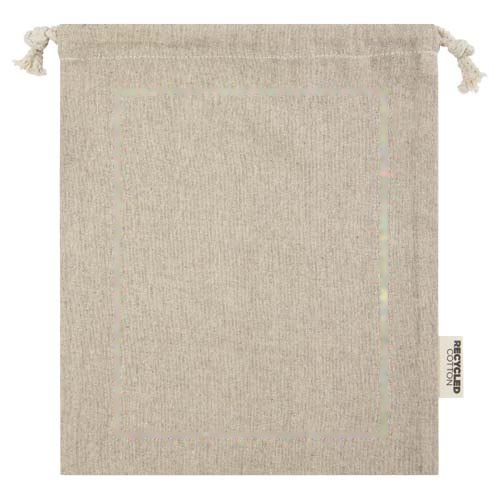 Pheebs geschenktas van 150 g/m² GRS gerecycled katoen, medium, 1,5 l — drukvlak achterzijde