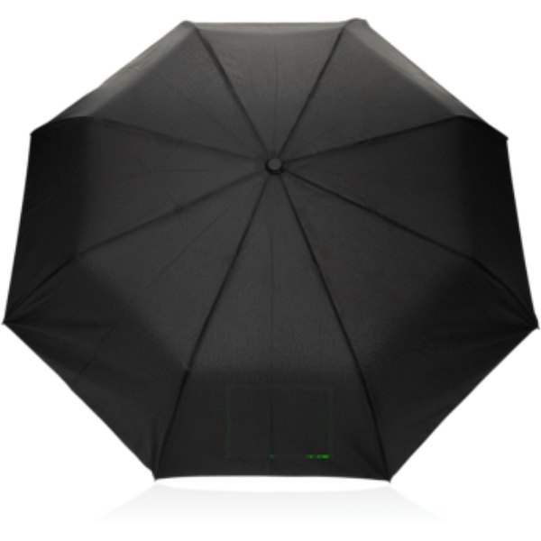 Kaycey 21" AWARE™ RPET Acaciahouten mini auto open paraplu — drukvlak paraplu