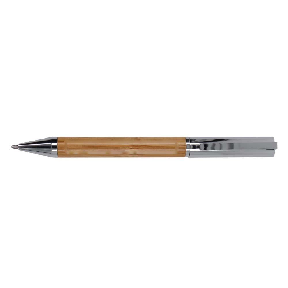 Balpen en rollerbal set bamboe — drukvlak ballpen verlengde van de clip
