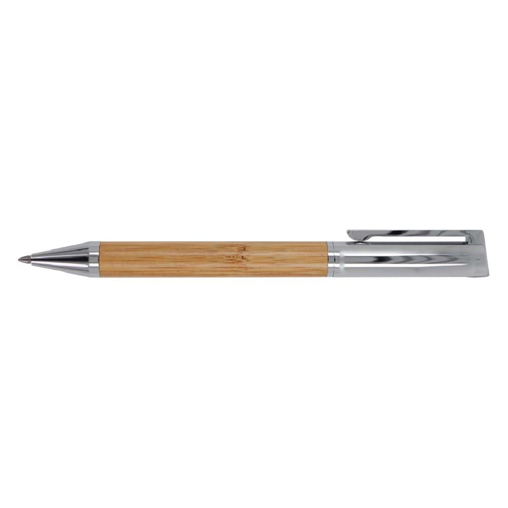 Balpen en rollerbal set bamboe — drukvlak ballpen op de houder