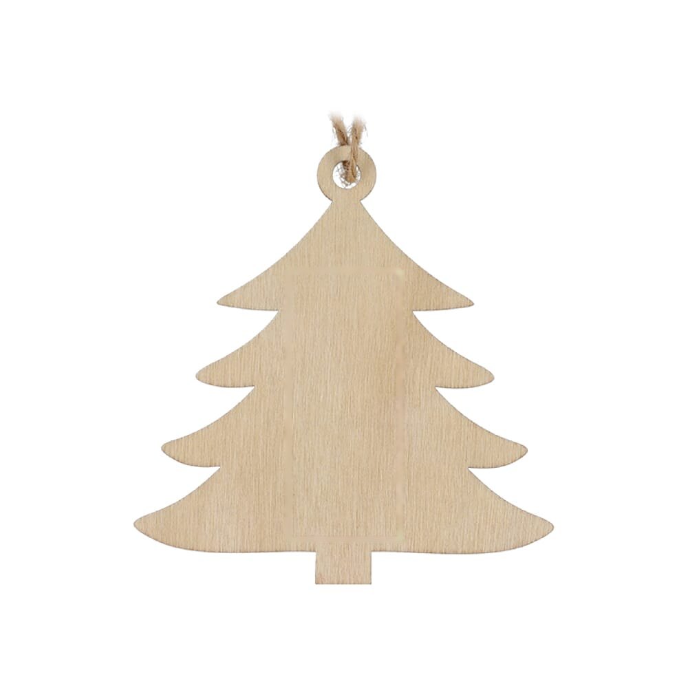 Houten kerstornament kerstboom — drukvlak midden op de achterkant