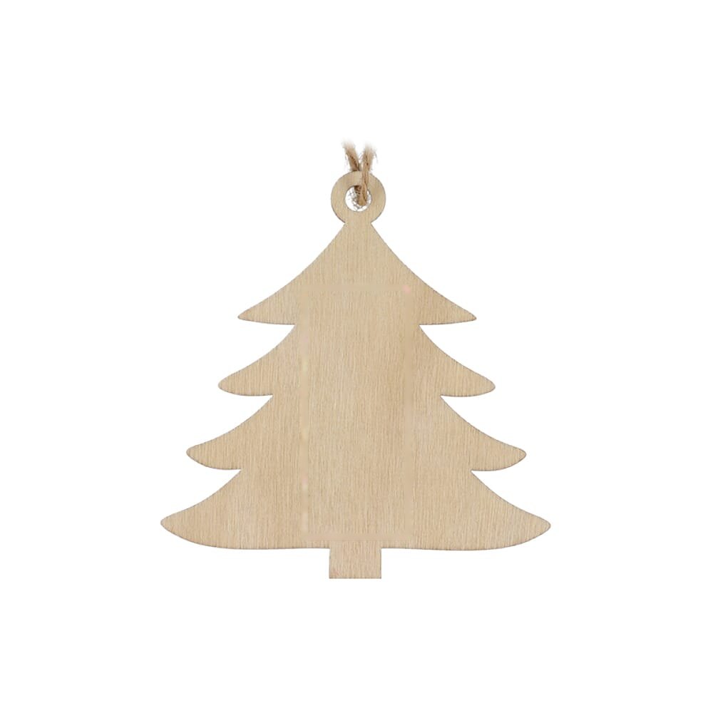 Houten kerstornament kerstboom — drukvlak midden op de voorkant