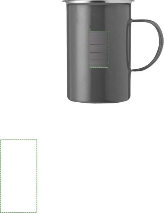 Emaille mok Ayden | Rvs rand | 450 ml — drukvlak links van het oor